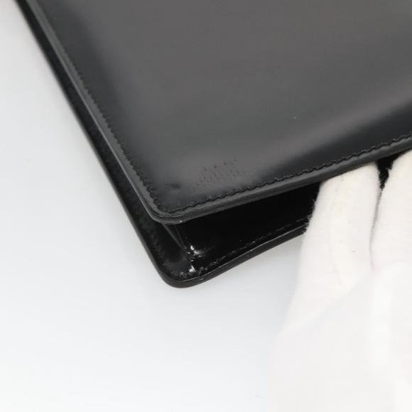 GUCCI Document case Patent leather Black Auth am8564